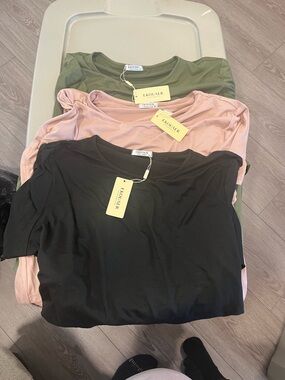 Women’s Crew Neck Maternity Short Sleeve Top - Black, Pink, Olive